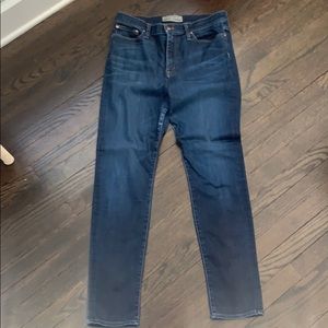 Straight leg dark denim jean